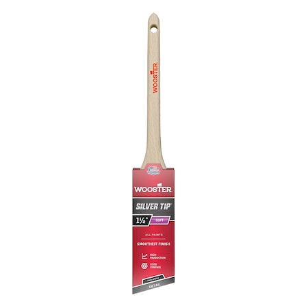 Wooster 1-1/2" Angle Sash Soft, Silver CT Polyester Bristle, Paint Brush, Wood Handle 5224-1 1/2