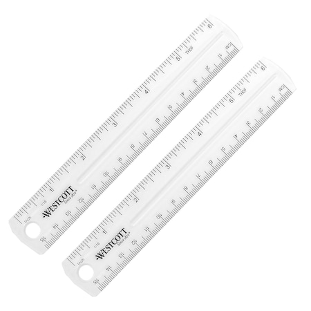 Westcott Clear Flexible Acrylic Ruler, Standard/Metric, 6 in (15 Cm) Long, Clear, 24PK 17723