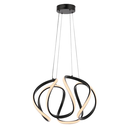 Jonathan Y Euphoria 18.5" 1-Light Contemporary Designer Aluminum/Iron Scribble Integrated LED Pendant Light, Bla JYL1703A