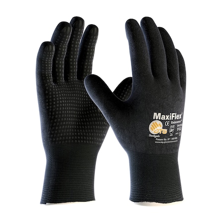 Atg Seamless Knit Nylon Glove w/Nitrile Coated MicroFoam Grip on Full Glove, Micro Dot Palm, Touchs, 12PK 34-8745/XL