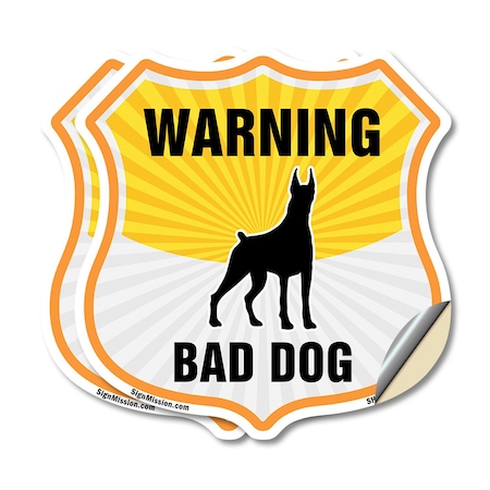 Signmission Beware Of Dog Shield Sign Warning Bad Do, 12 inch X 12 inch, Vinyl Decal, 2PK SHI-D-2PACK-12-361