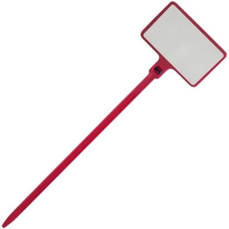 Kable Kontrol Write On Zip Tie Tags, 6in L, 1-7/8in x 1-1/8in Flag Size, 100Pcs, Red, 100PK CTWO-WF-6-40-RD