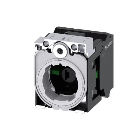 Siemens holder, 3-way, metal, 1 NO, 1 NO, LED module, white, 24 V AC/DC 3SU1511-1AB60-3NA0