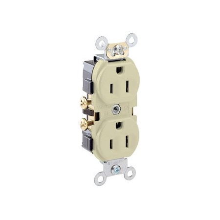 Leviton Commercial Grade Duplex Receptacle, 15, 125 Volt CR15-IS