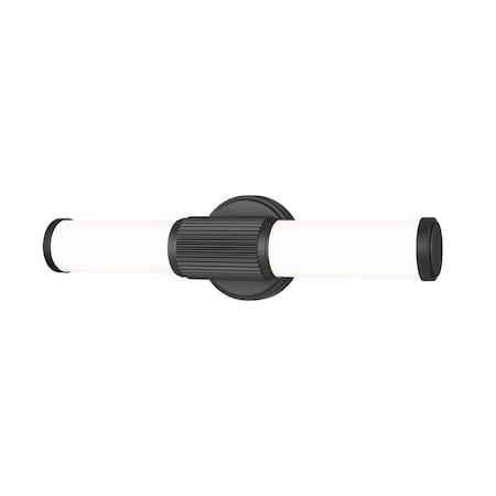 Z-Lite Solange 1 Light Vanity, Matte Black/Opal White, 18.5 In W x 4.75 In H 1021-18W-MB-LED