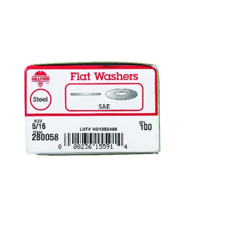 Hillman Flat Washer, Fits Bolt Size 5/16 in Steel, Zinc Finish 280058