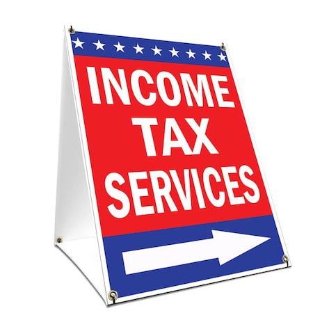 Signmission Income Tax Servies With Arrow, 24 Inch x 18 Inch A-frame Yard Sign, Plastic Sign SBC-1824-Income Tax Servies With Arrow