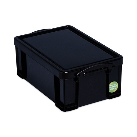 Really Useful Box Storage Tote W/ Lid, 2.37 gal, 15-11/20 in L x 10-1/25 in W x 6-1/10 in H, Black 9BK-PK4