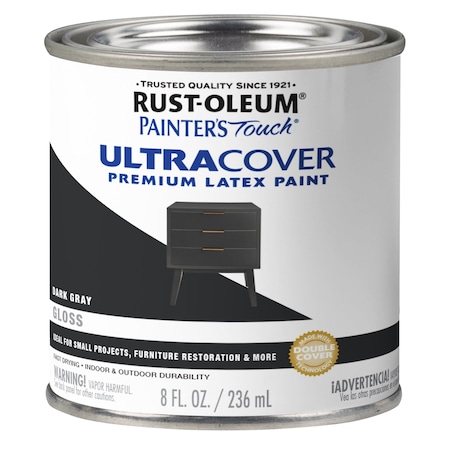 Rust-Oleum Interior/Exterior Paint, Gloss, Dark Gray, Half Pint 1986730