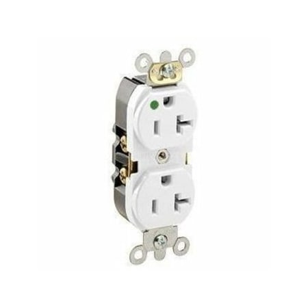 Leviton Extra Heavy Duty Hospital Grade Duplex Receptacle, 20 Amp, 125 Volt 8300-HLW
