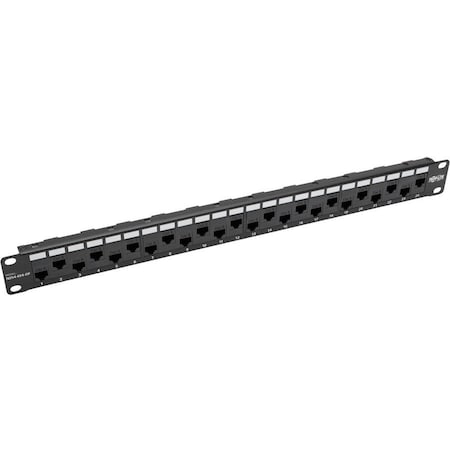 Eaton Tripp Lite Series 24-Port 1U Rack-Mount Cat5e/6 Offset Feed-Through Patch Panel with Cable, RJ45 N254-024-OF