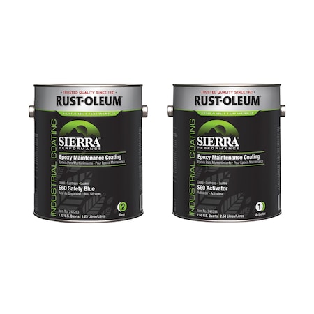 Rust-Oleum Epoxy Activator and Finish Kit, Safety Blue, High Gloss, 1 gal, 230 to 340 sq ft/gal, S60 Series 248291