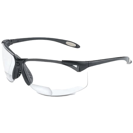 Uvex Semi-Rimless Readers w/Black Frame, Gray Lens and Anti-Scratch, Hard Coating, +2.50 Diopter A962
