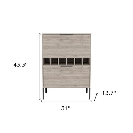 Homeroots 43in Light Gray and Black Wood Console Bar Cabinet With Two Doors 477719