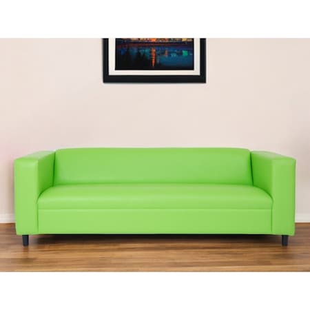 Homeroots 84" Green Faux Leather Sofa With Black Legs 530486