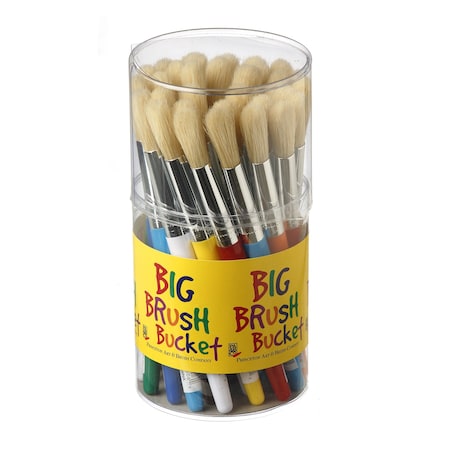 Princeton RealValue Round Bristle Kids Stubby Brush Set, Natural, Mixed Media Paintbrush, 30-Piece Set P5950RC