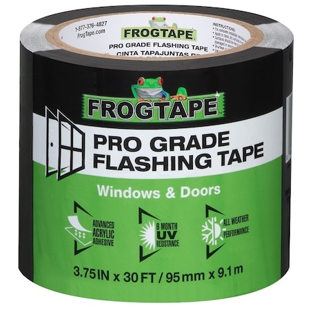 Frogtape Flashing Tape, 30 ft L, 3-3/4 in W, Black, Acrylic Adhesive 105723