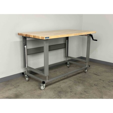 Stackbin Workbench, Mobile, Hand, Crank, Lift, Adj. M4836-2500-BK