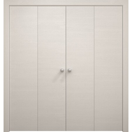 Sartodoors Sliding Closet Double Bi-fold Doors 72 x 80 inches, Ego 5000 Painted White Oak, Sturdy Tracks Mold EGO5000DBF-PWO-72x80 (4* 18x80)