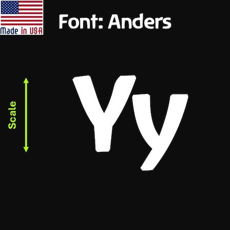 Aacc Self-Adhesive Vinyl Letter: Y, Scale: 19 in. Color: White Font: Anders by, 8PK AACC-Anders-UY-White-I19x8