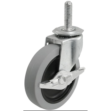 Shepherd Hardware Swivel Caster with Brake, 3 in Dia Wheel, 096 in W Wheel, TPR Wheel, Gray, 110 lb 3266
