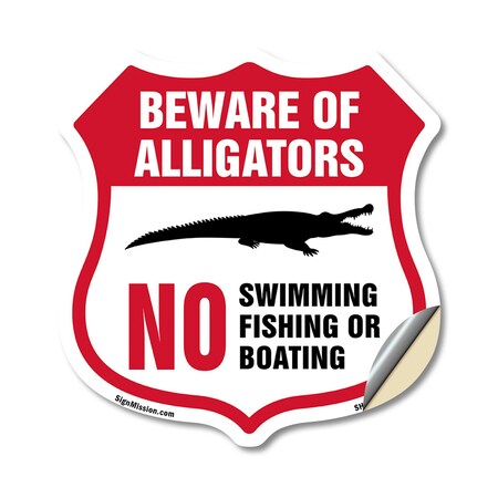 Signmission Alligator Warning Shield Sign Beware Of, 12 Inch X 12 Inch, Vinyl Decal SHI-D-12-358