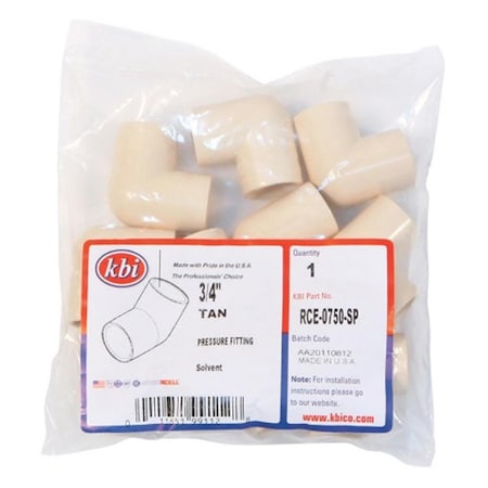 Kbi RCE-0750-SP CPVC 90 deg Elbow Plastic - 0.75 in. 4486452