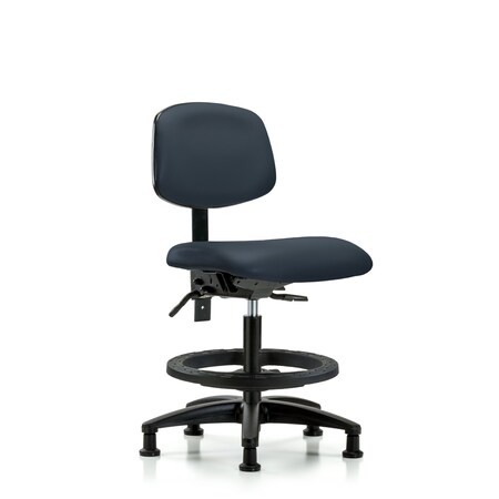 Blue Ridge Ergonomics Chair, Vinyl, Med Bench, Tilt BF Glides, Nav, No Arms, 22" to 29" Height, Imperial Blue BR-VMBCH-RG-T1-A0-BF-RG-8582
