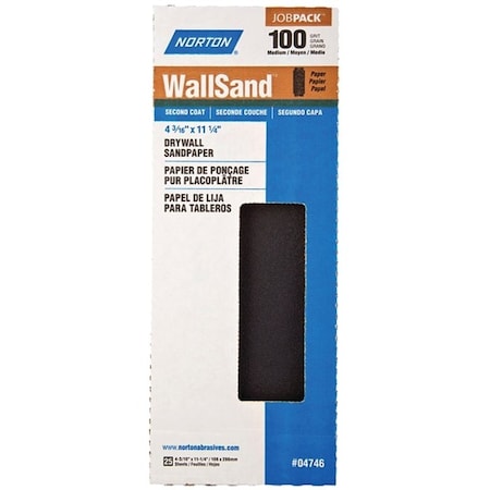 Norton Co 0 Sandpaper, 1114 in L, 4316 in W, P100 Grit, Medium, Silicone Carbide Abrasive 4746
