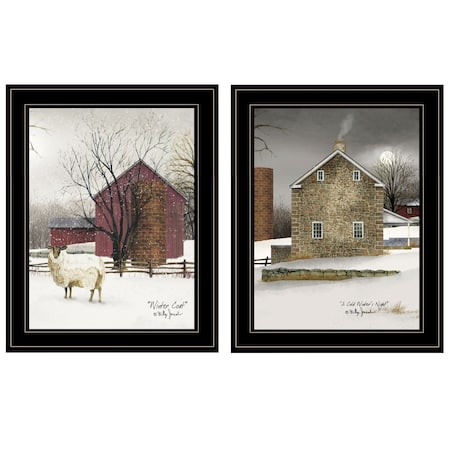Homeroots Set Of Two Cold Winter 2 Black Framed Print Wall Art, 2PK 406171