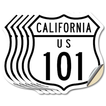 Signmission California Route Marker Shield Sign Us 1, 4 inch X 4 inch, Vinyl Decal, 5PK SHI-D-5PACK-4-370
