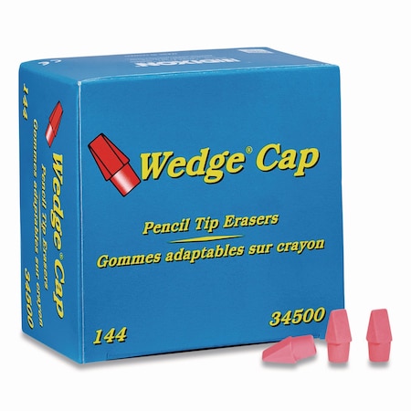 Dixon Ticonderoga Wedge Cap Erasers, For Pencil Marks, Pink, 144PK X34500