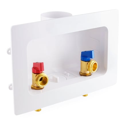 Everflow Washing Machine Outlet Box W/ Valves 1/2'' PEX A; White ABS SB300-F