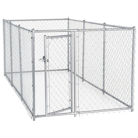 Lucky Dog Chain Link Kennel, 5 ft OAL, 10 ft OAW, 4 ft OAH, Steel, Galvanized CL 41028EZ