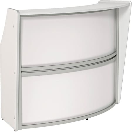 Linea Italia Curved Reception Desk with Counter, 72 inW x 32 inD x 46 inH, Gray/White ZUS290