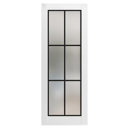 Sartodoors Slab Barn Door Panel Frosted Glass Lite Planum 2122 White Solid Core Modern Interior PLANUM2122S-WS-28 x 96