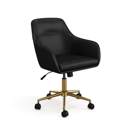 Martha Stewart Rayna Upholstered Office Chair in Black/Polished Brass CH-220921-6-BK-GLD-MS