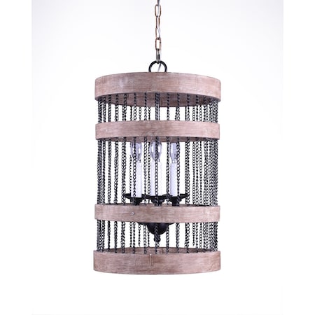 Homeroots Brown Cylinder Metal Dimmable Chandelier 635749