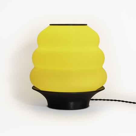 Jonathan Y Honey Pot 12 in. Minimalist Classic Plant-Based PLA 3D Printed Dimmable LED Table Lamp, Yellow/Black USA1001A