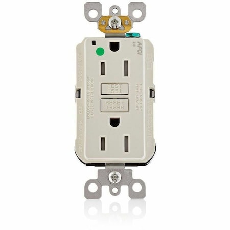 Leviton AFCI Receptacle 15A HG/TR Lt Almond AFTR1-HGT
