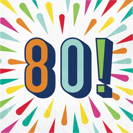 Omg 6.5 x 6.5 in. Birthday Burst 80 Luncheon 1 by 4 Fold 2-Ply Tissue Napkins, 192PK OM3518020