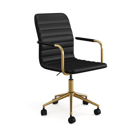 Martha Stewart Taytum Upholstered Office Chair in Black/Polished Brass CH-142370-BK-GLD-MS