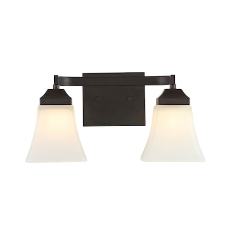 Jonathan Y Staunton 15" 2-Light Farmhouse Cottage Metal LED Vanity Light w/Frosted Glass Shades, Oil Rubbed Bron JYL7523A