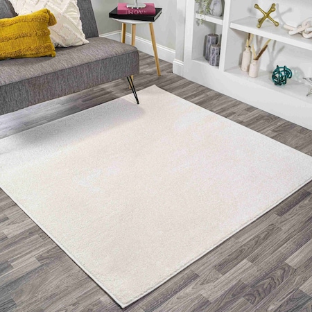 Jonathan Y Haze Solid Low-Pile Cream 5 ft Square Area Rug SEU100T-5SQ