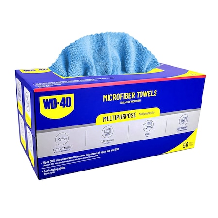 Wd-40 Extra Absorbent Microfiber Towel - Blue Color, 50PK L40110