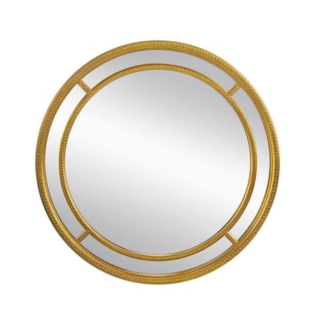 Homeroots 35" Gold Geo Dot Round Double Frame Accent Mirror 485077