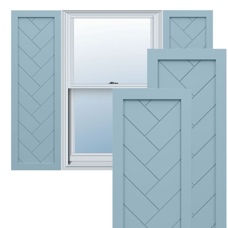 Ekena Millwork True Fit PVC Single Panel Herringbone Modern Style Fixed Mount Shutters, Peaceful Blue, 15W x 54H, PR TFP001HB15X054SB