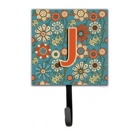 Carolines Treasures Letter J Flowers Retro Blue Leash and Key Holder CJ2012-JSH4