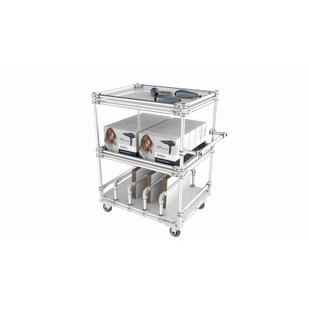 Trilogiq 3-Level Cart 4 Flanges Per Level With Vertical Storage Level And Horizontal Hand Bar. 49D-6