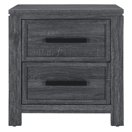 Homeroots 25" Dark Gray Solid and Manufactured Wood Distressed Two Drawer Nightstand 564647